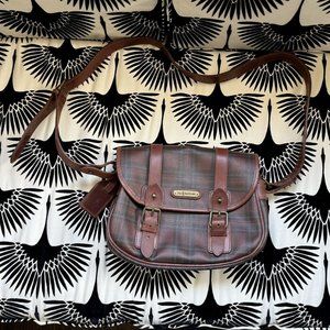 Polo Ralph Lauren VTG Blackwatch Bridle Leather Brown Plaid Messenger Purse